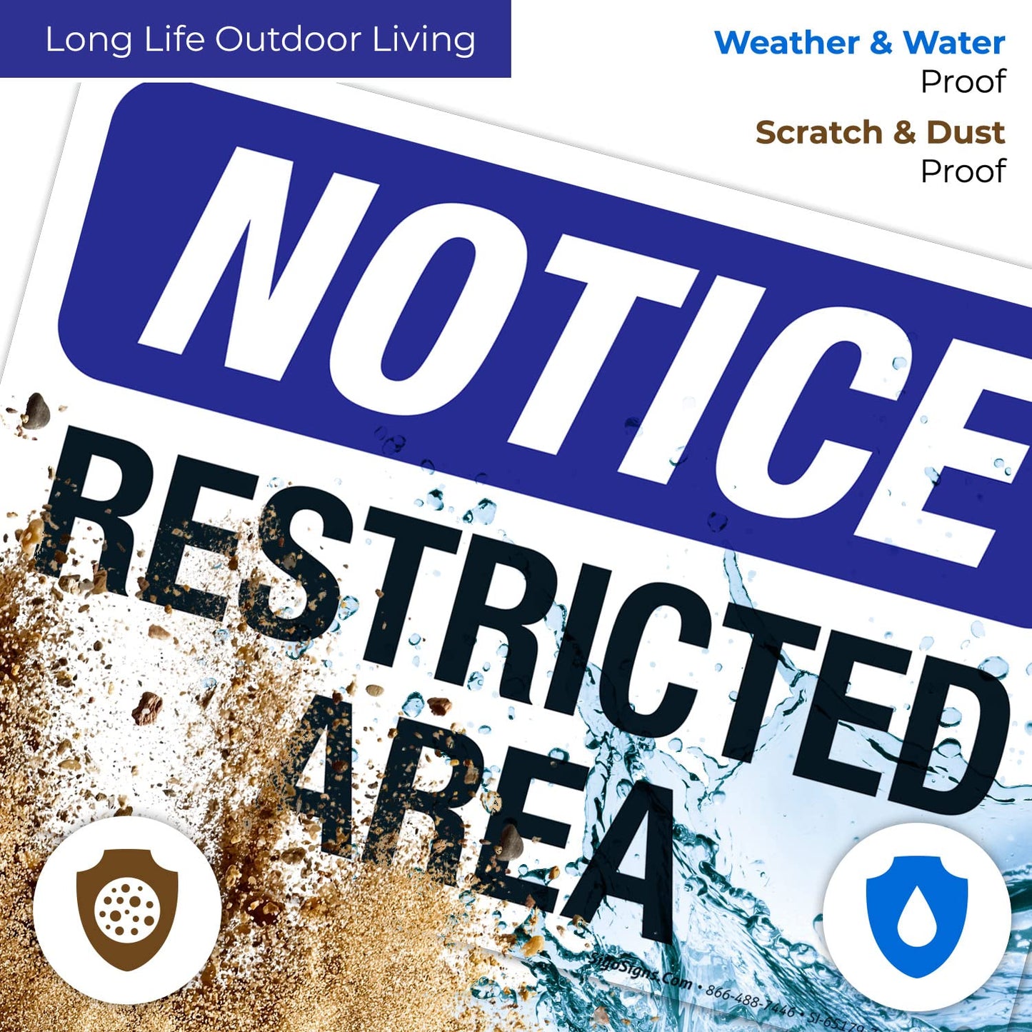 Notice Restricted Area Sign, 10x7 Inches, Rust Free .040 Aluminum, Fade Resistant, Made in USA