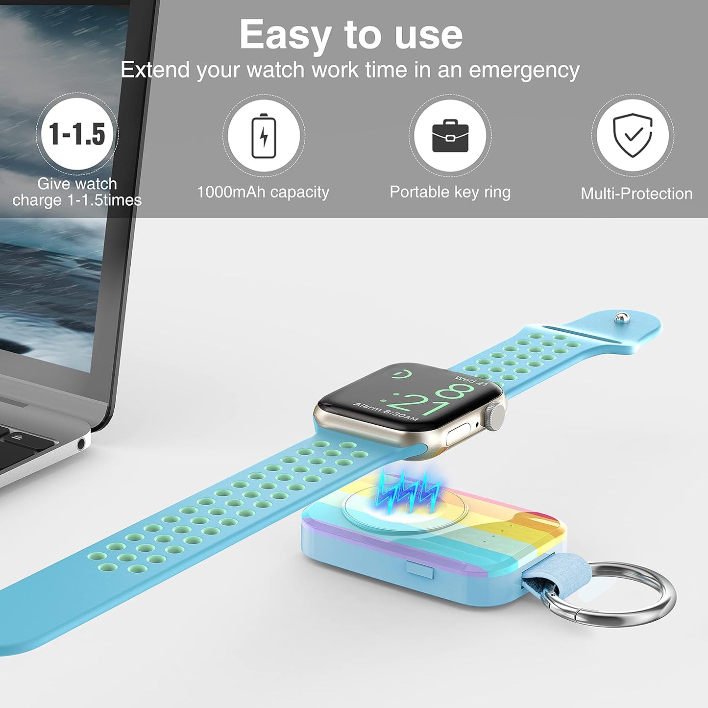 Portable Charger for Apple Watch Series 11,Mini Wireless iWatch Charger 1000mAh Battery Pack Travel Purse Essentials Smart Charger for Apple Watch 10/9/8/7/6/SE/5/4/3/UItra/UItra 2,Gift for Women Man