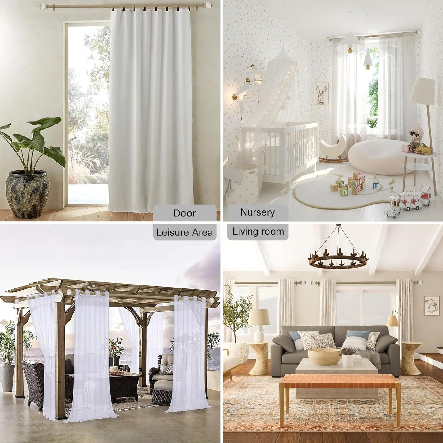 Curtain Rods for Windows 16 to 88 Inches Adjustable Length 1 Inch Diameter Window Curtain Rod with Wood Grain Leaf Pattern Finials,for Heavy Duty Curtains Rods
