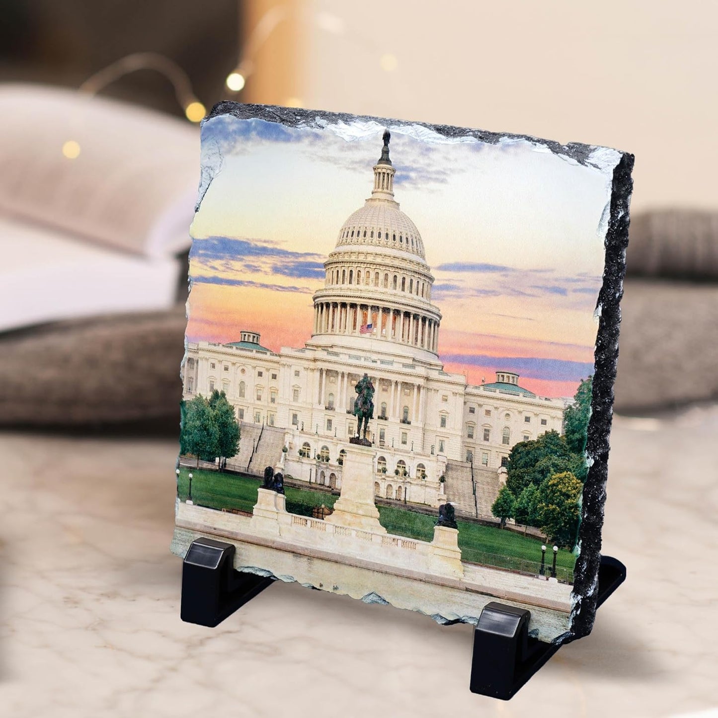ArtPix 3D Christmas Personalized Slate Plate, Customized Xmas Photo Print Stone, Custom Picture Gift for Wife, Women, Family, Her, Him, Rock Slate Plaque Frame (Large)