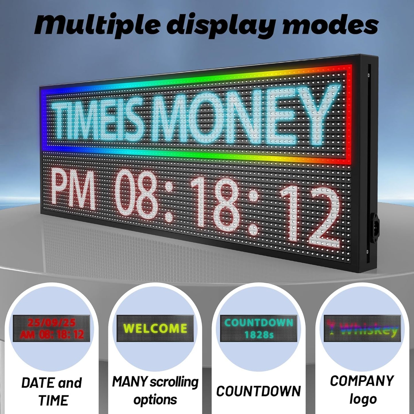 ‌Kochenkore P10 Programmable LED Sign, 63"x14" Scrolling Display, Waterproof Outdoor Digital Signage with WiFi Control, Indoor RGB Advertising Message Board for Business & Store Signs
