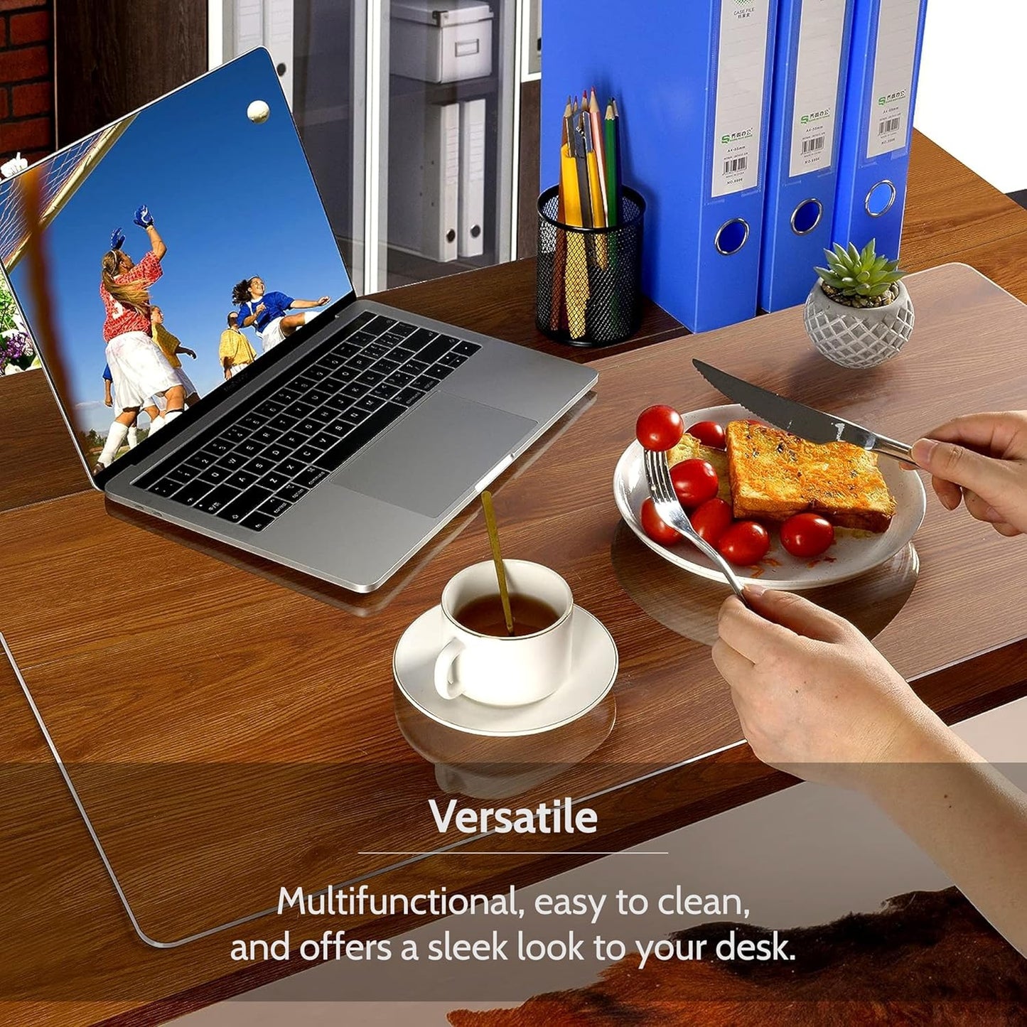 Awnour Clear Desk Mat on top of desks - 36 x 17 inches - Clear Transparent Plastic Desk Protector - Desk Writing Mat for Office and Home