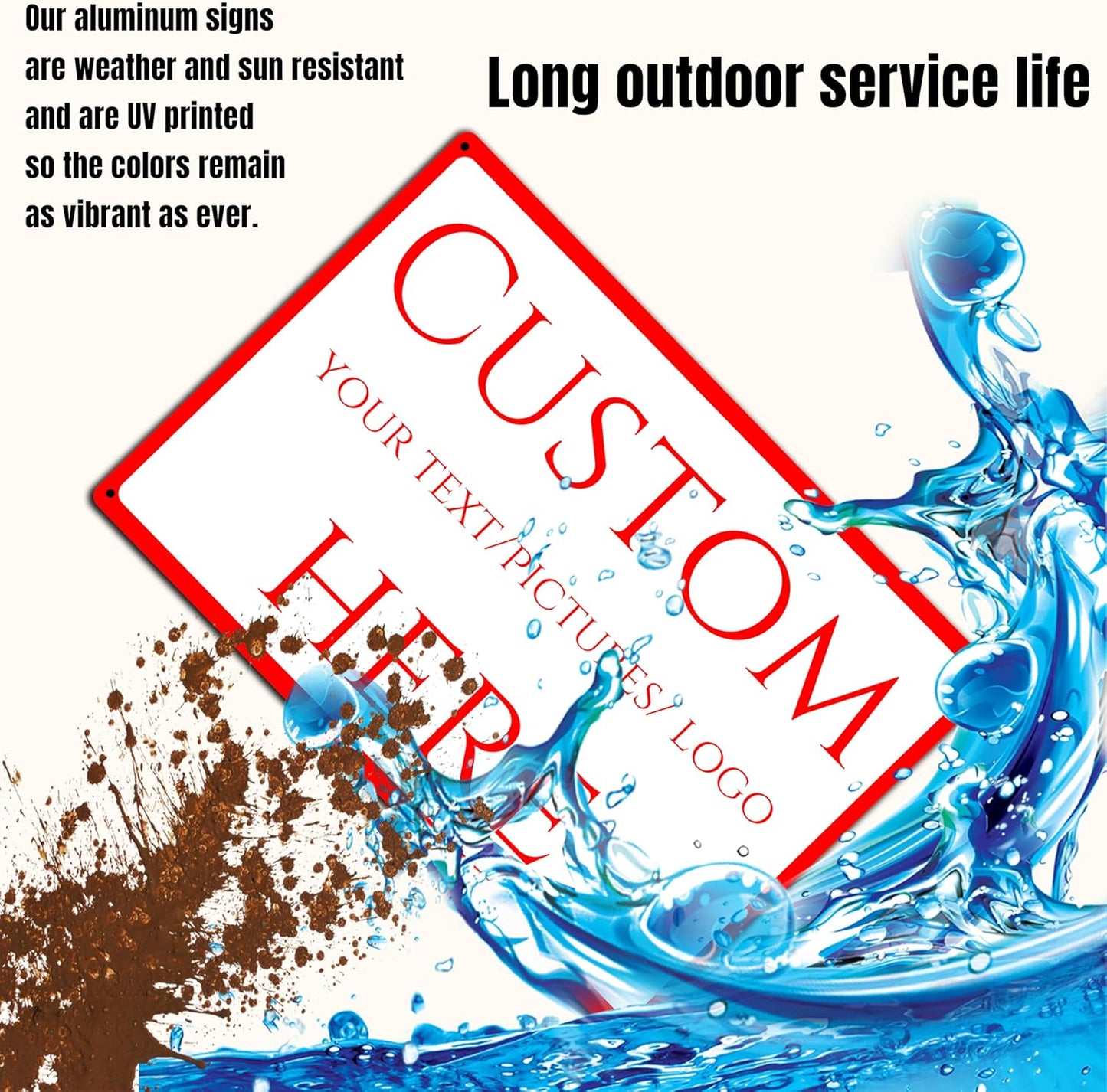 custom metal sign, Custom Delivery Sign，Aluminum Weatherproof Metal Sign Multiple Sizes, Courier delivery, safety warning,Business, Workplace, office, Home, Delivery Signs(14 * 10Inch)