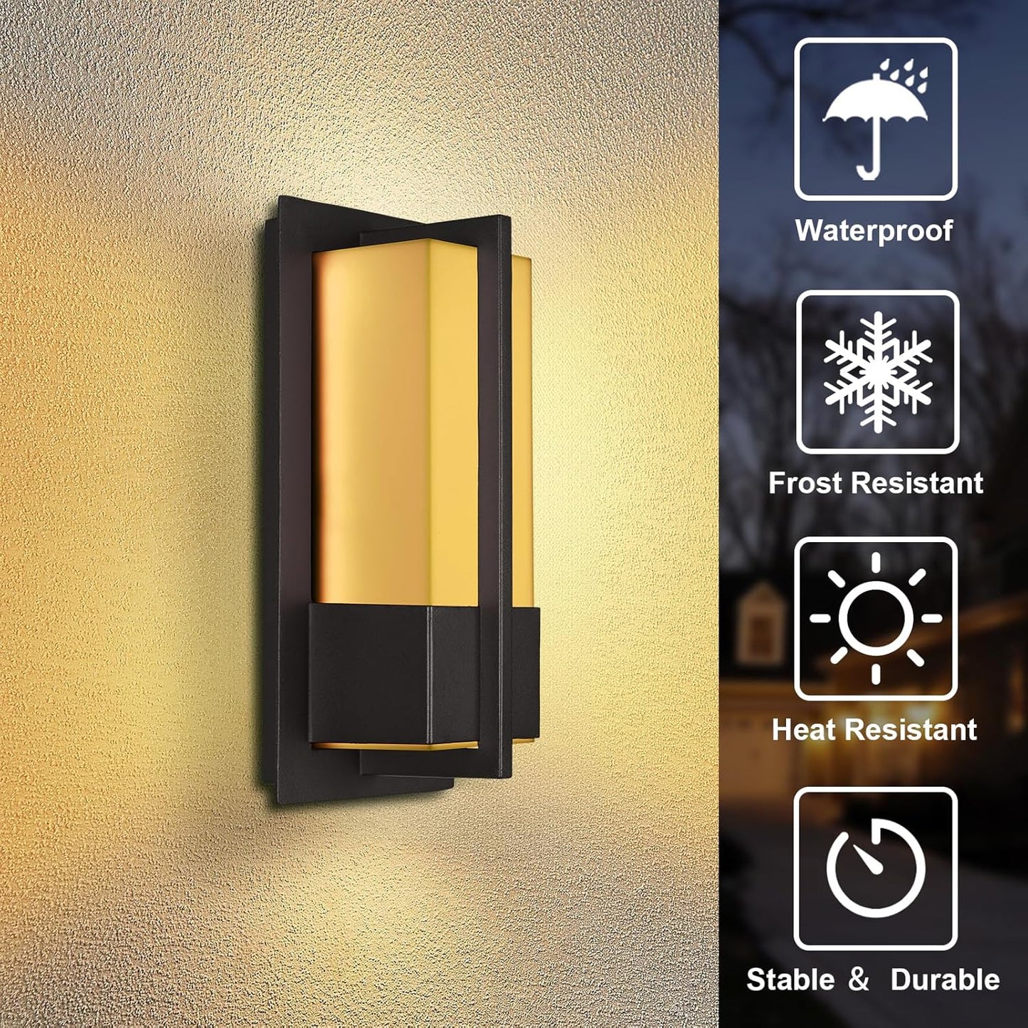 Smart Outdoor Wall Lights 3000K-5000K, Modern RGBCW Porch Lights Outdoor, Acrylic Glass Exterior Lighting for House, Patio, Garage, Yard