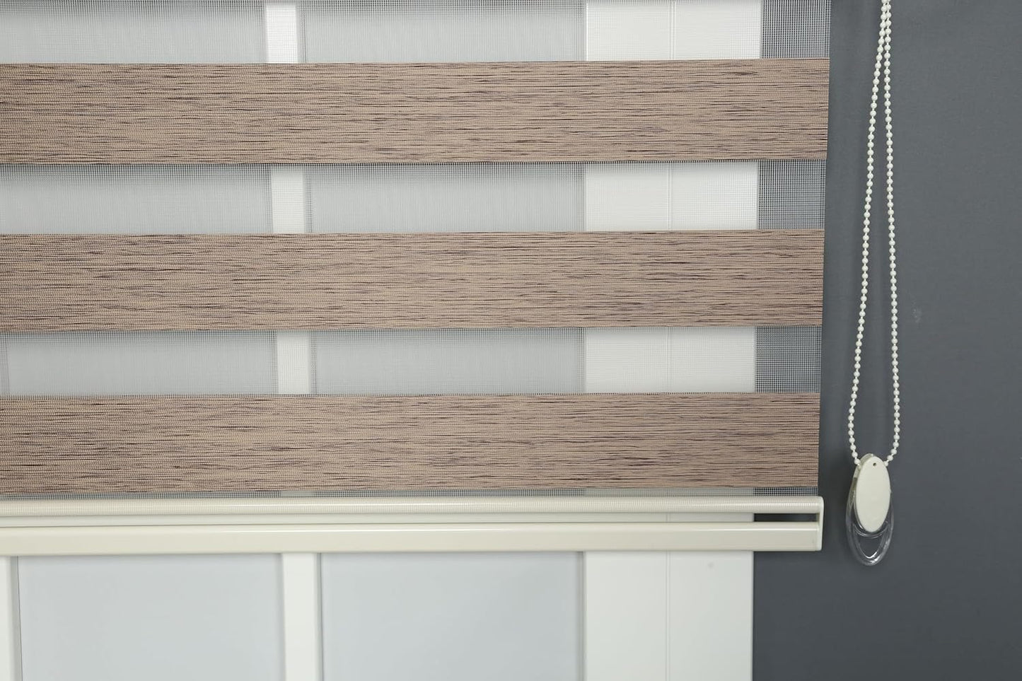 Shadesu Custom Size Zebra Blinds for Windows, 26" W x 72 H, Brown, Dual Layer Free-Stop Zebra Shades, Light Control for Day and Night, Sheer Blinds for Indoor Windows, Bedroom, Kitchen