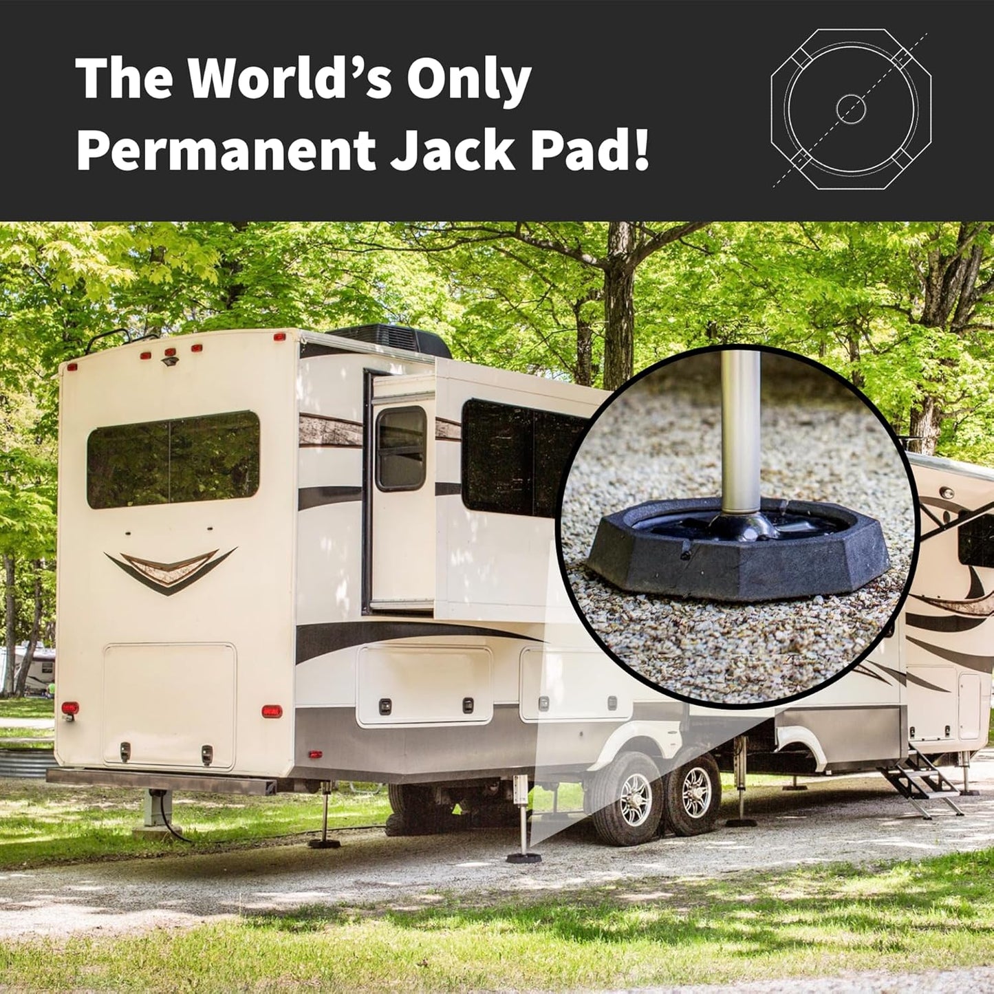 SnapPad EQ Permanently Attached RV Leveling Jack Pad for Equalizer Landing Feet (Round 4-Pack)