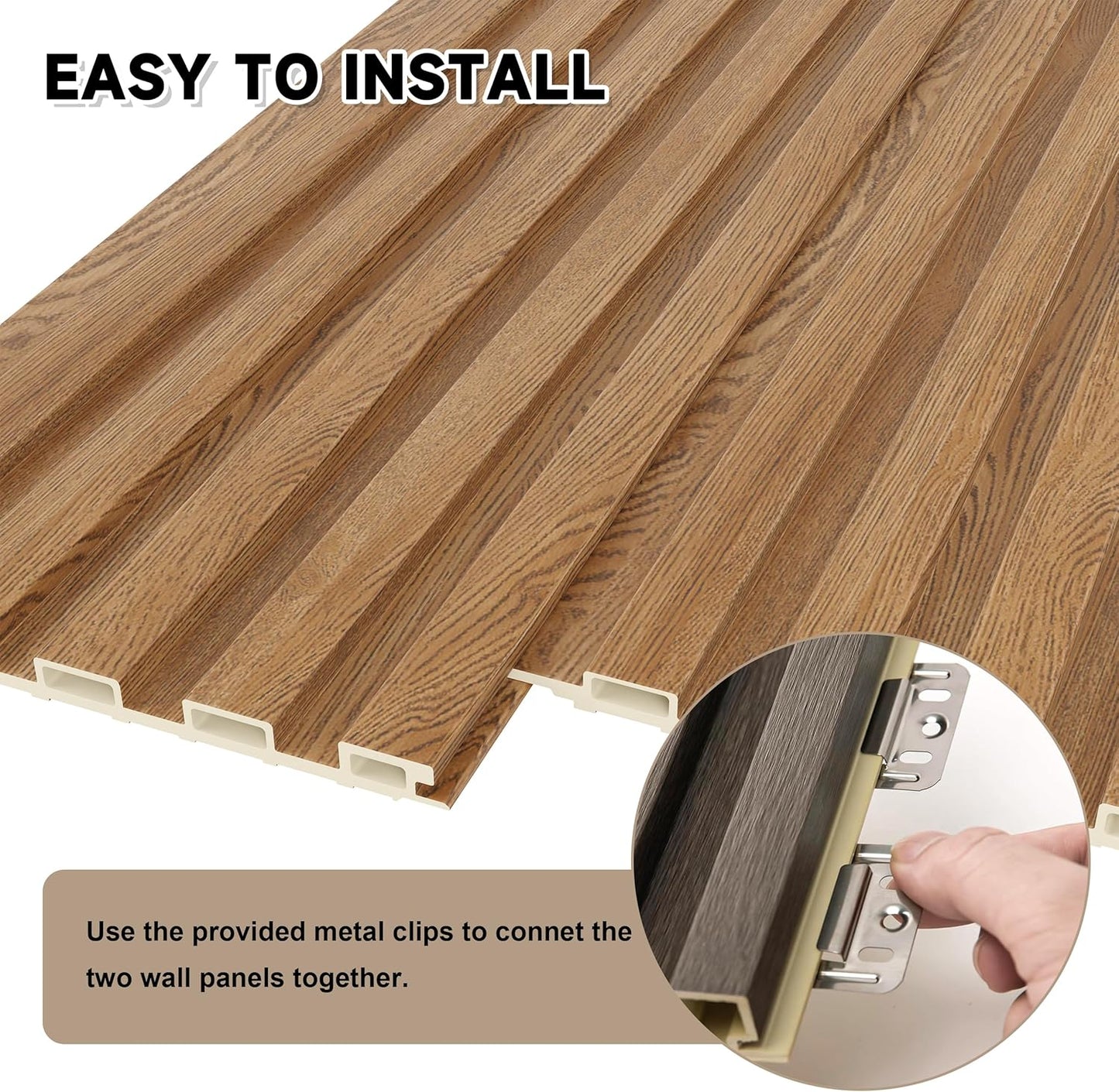 WPC Slat Wall Paneling,8-Pack 3D WPC Wood Wall Panels,Acoustic Wall Panels for Interior Wall Decor,Living Room,Bedroom,Golden Oak,95 x 6 in