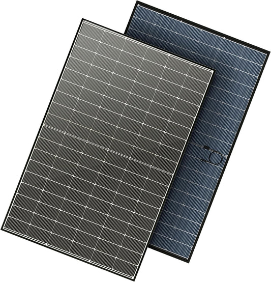 JJN Bifacial 400 Watt Solar Panel, N-Type 16BB 400W Solar Panels, 25% High Efficiency Monocrystalline Solar Module for 12V/24V/48V PV System for Homes Rooftop Farm RV and Off-Grid Applications