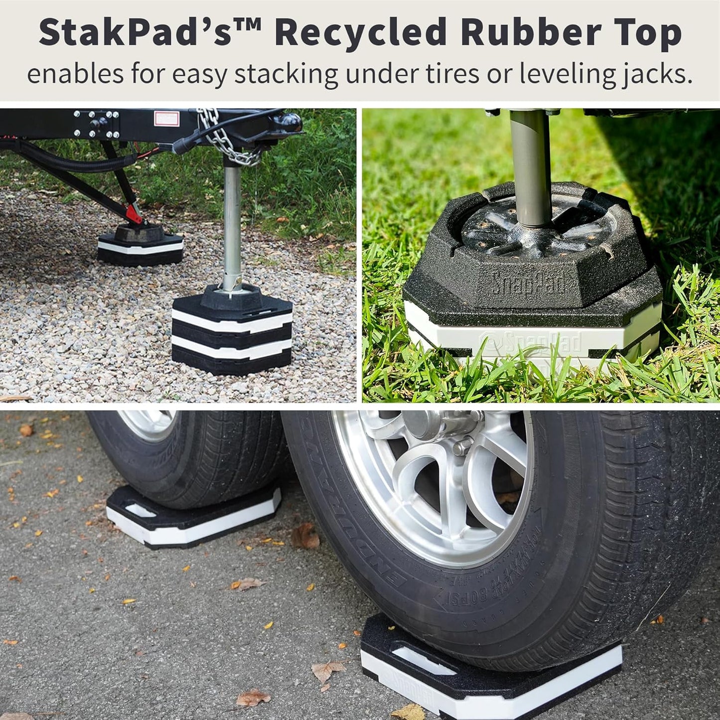 SnapPad StakPad RV Leveling Blocks – Precise Fit for Class A, B & C Motorhomes, Fifth Wheels, Travel Trailers & More – 12x12” – Bigger Surface Area, More Stability – Pack of 2 Leveling Blocks for RVs