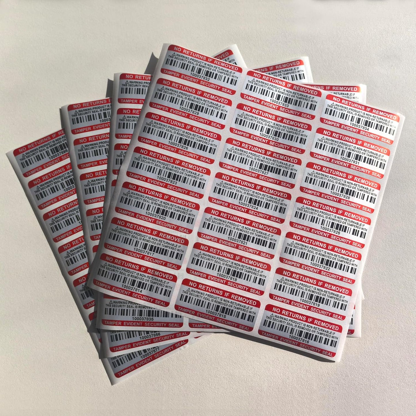 Tamper Evident Proof Barcode Stickers with Individual Serial Number Security Warranty Void Sticker,Sealing Label for Package(120pcs 2x0.8in Red Matte Silver)