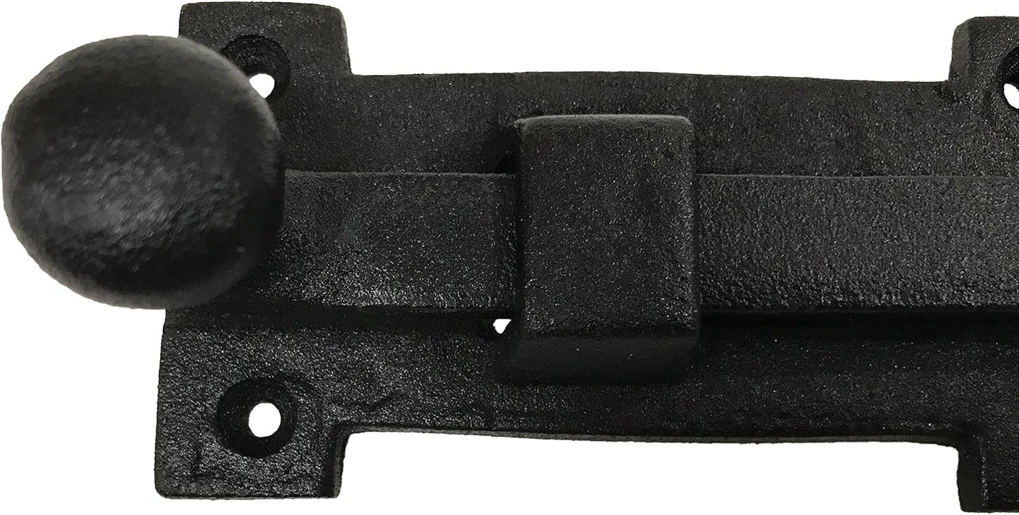 Antique style 8" Black Wrought Iron - Slide Door Bolt Latch - vintage iron - Decorative style 8 in door latch DS-04 (2)