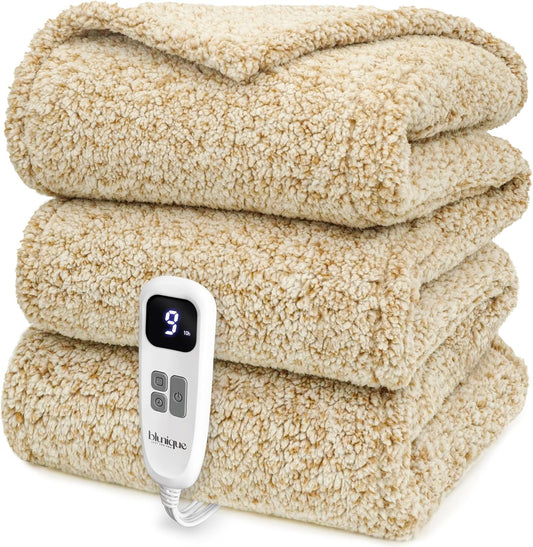 Heated Blanket Electric Blanket Full - Fast Heating Blanket Throw Double Sided Sherpa Ultra Soft Cozy with 10 Heating Levels & 2-10 Hours Auto Off, Mashine Washable, 72 x 84 Inches, Camel
