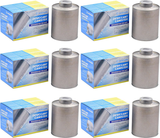 750 Grams 6pcs Gun Safe Dehumidifier, Reusable Canister Desiccant Dehumidifier, Rechargeable 1.65 Lbs Indicating Silica Gel Orange To Green