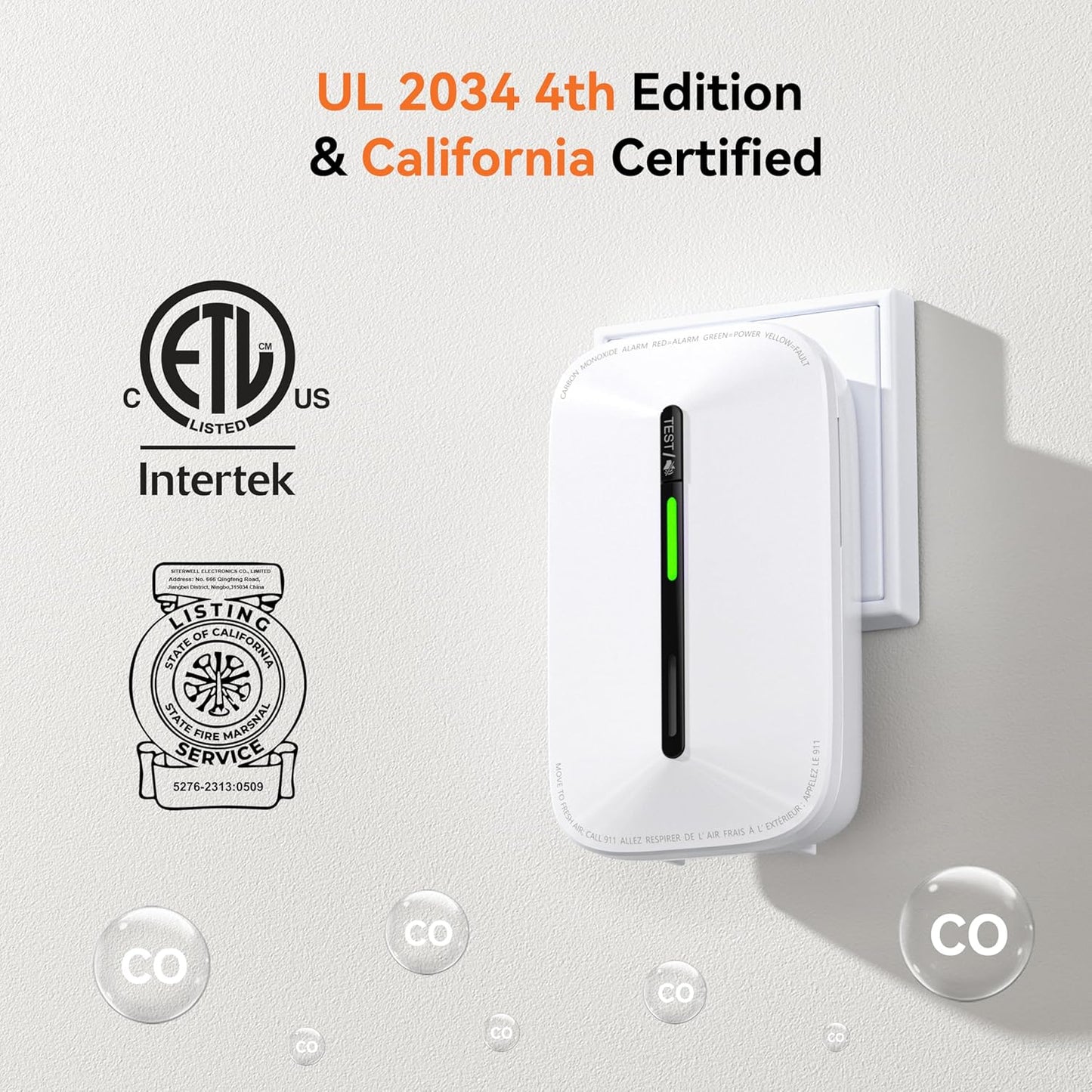 Jemay Plug in Carbon Monoxide Detector, Portable CO Detector with Battery Backup,10-Year CO Alarm with Test Mode/Temporary Muting Facility, LCD Numerical Display, 4 Packs