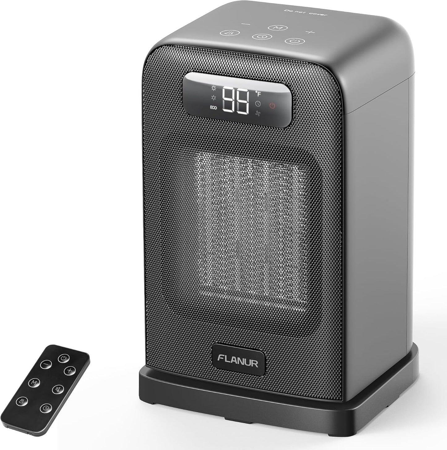 Space Heaters for Indoor Use, 1500W Small Desk Heater 2 in 1 with Remote, Thermostat, LED Display, Overheat & Tip Over Protection, 12H Timer, 70° Oscillating Heater for Office, Grey