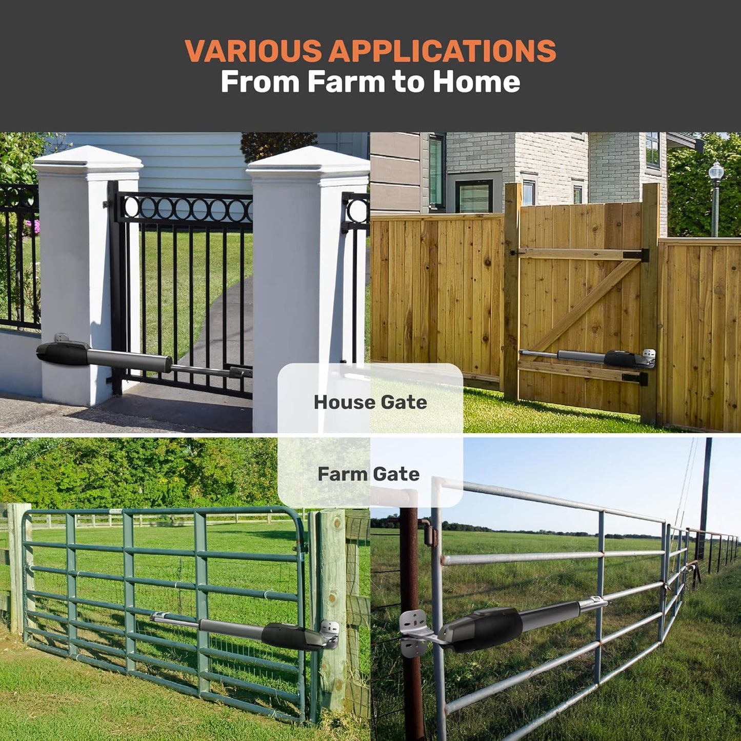 TMT Mastiff 400 Dual Automatic Gate Openers Up to 8ft and 772lb Heavy Duty Swing Gate, Gate Openers with Remote Complete Kit, Electric Gate Opener for Driveway with Powerful Motor (APP Compatible)