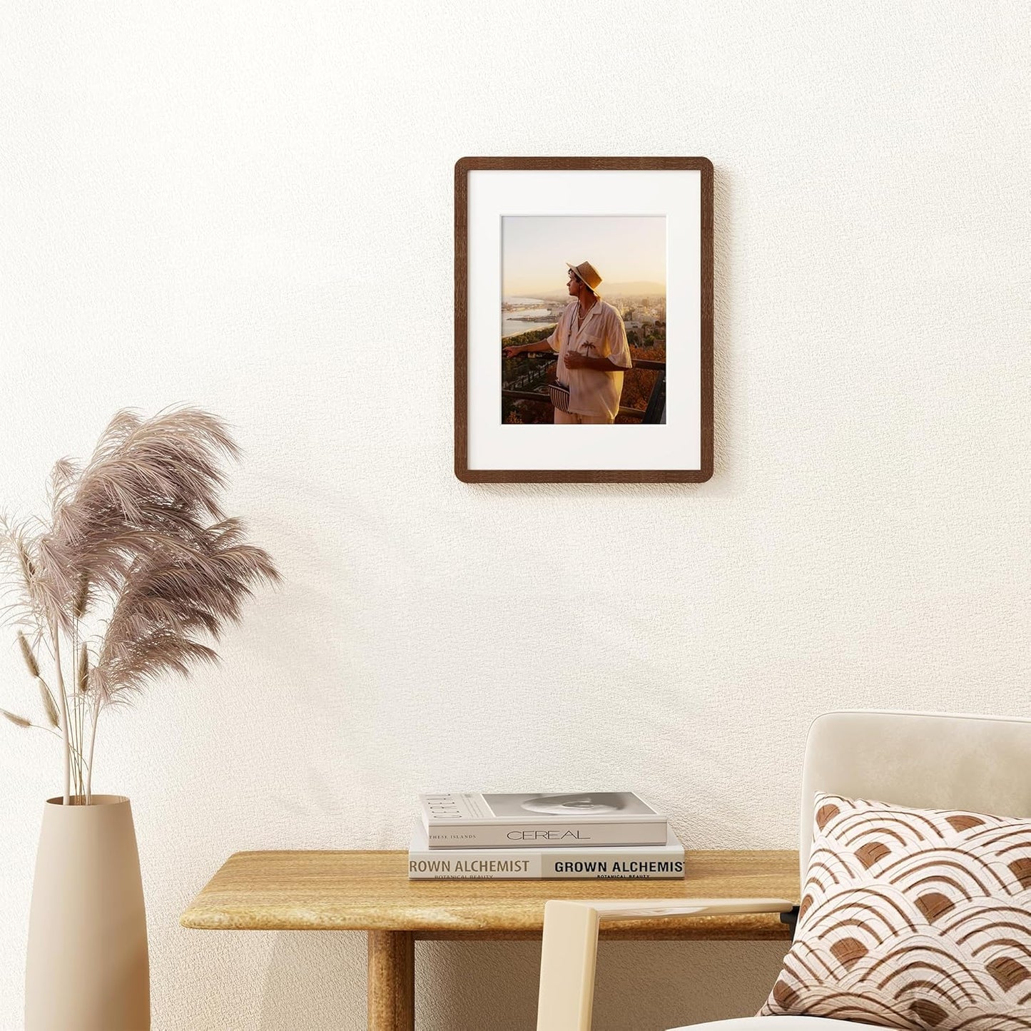 11x14 Picture Frame, Solid Oak Wood Frame 11 x 14 for Wall, Rustic Wooden Frames 11 by 14 with Tempered Glass, 11x14 Frame with Mat for 8x10, Home Decor Photo Frames 11"x14", Walnut Color, 1 Pack