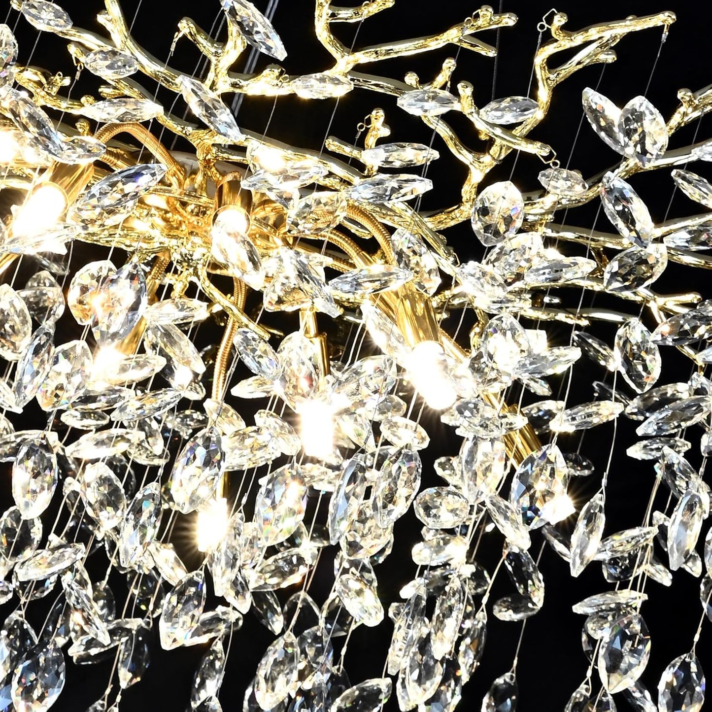 Modern Crystal Chandelier for Dining Room 12-Light Gold Rectangle Raindrop Chandelier Contemporary Rectangular Pendant Light Fixture for Kitchen Island Bar