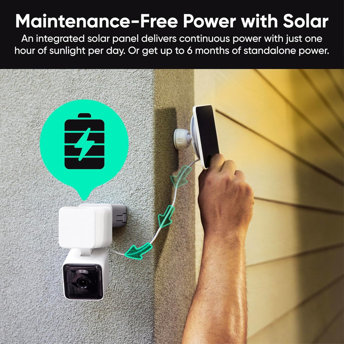 WYZE Solar Cam Pan, Security Cameras Wireless Outdoor, 2K HD 360° Pan-Tilt Battery Powered 2.4GHz Wi-Fi Cameras for Home Security, AI Motion Detection, Color Night Vision, 2-Way Audio, No Blind Spots
