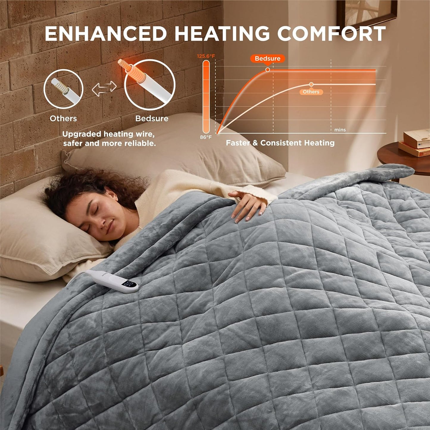Bedsure Electric Blanket Full Size - Quilted Heated Blanket Full, Soft Flannel Thick Heating Blanket with 10 Time Settings & 6 Heat Settings, Warm Gifts for Women Men (72x84 inches, Formal Gray)