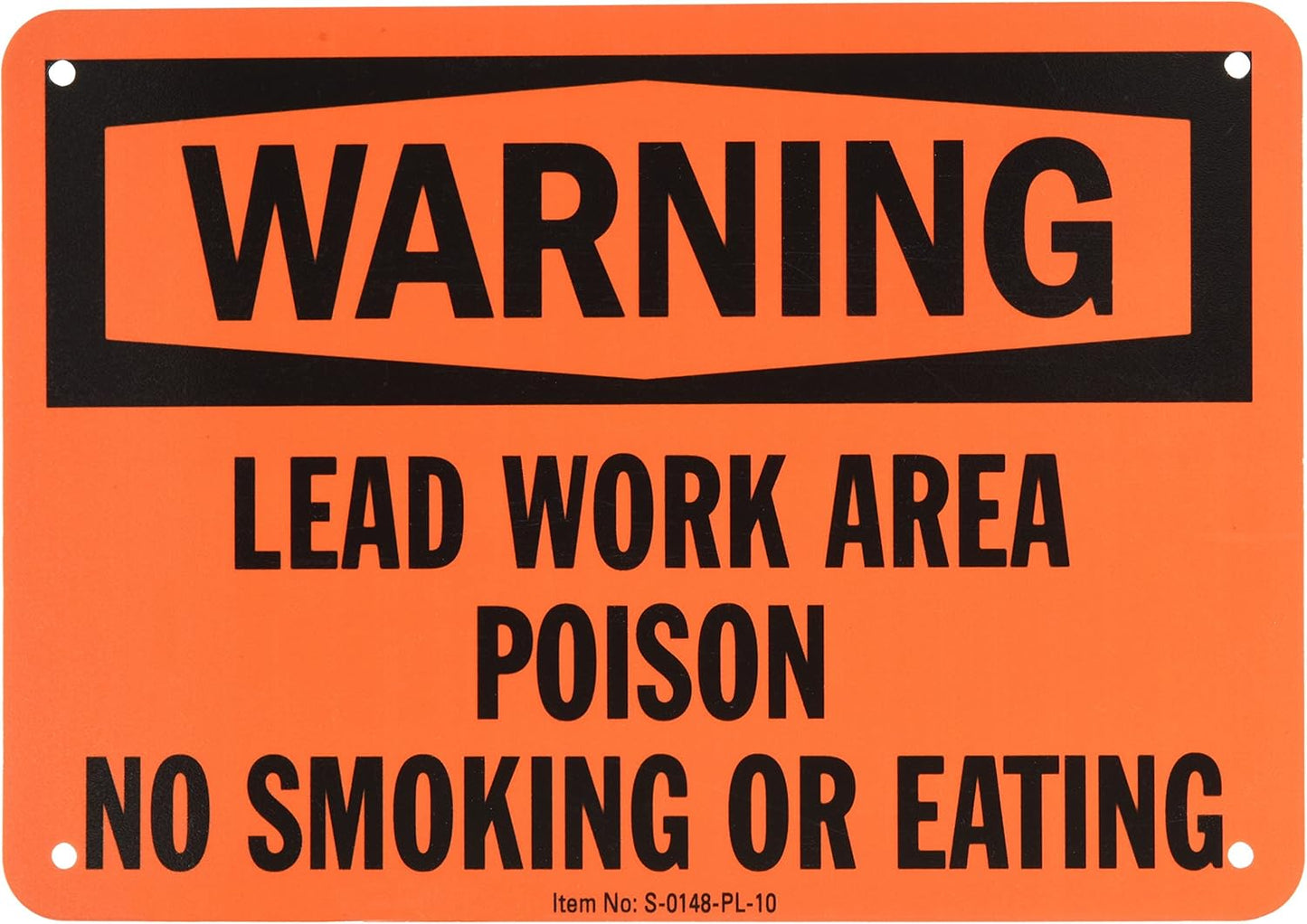 SmartSign "Warning - Lead Work Area, Poison, No Smoking Or Eating" Sign | 7" x 10" Plastic