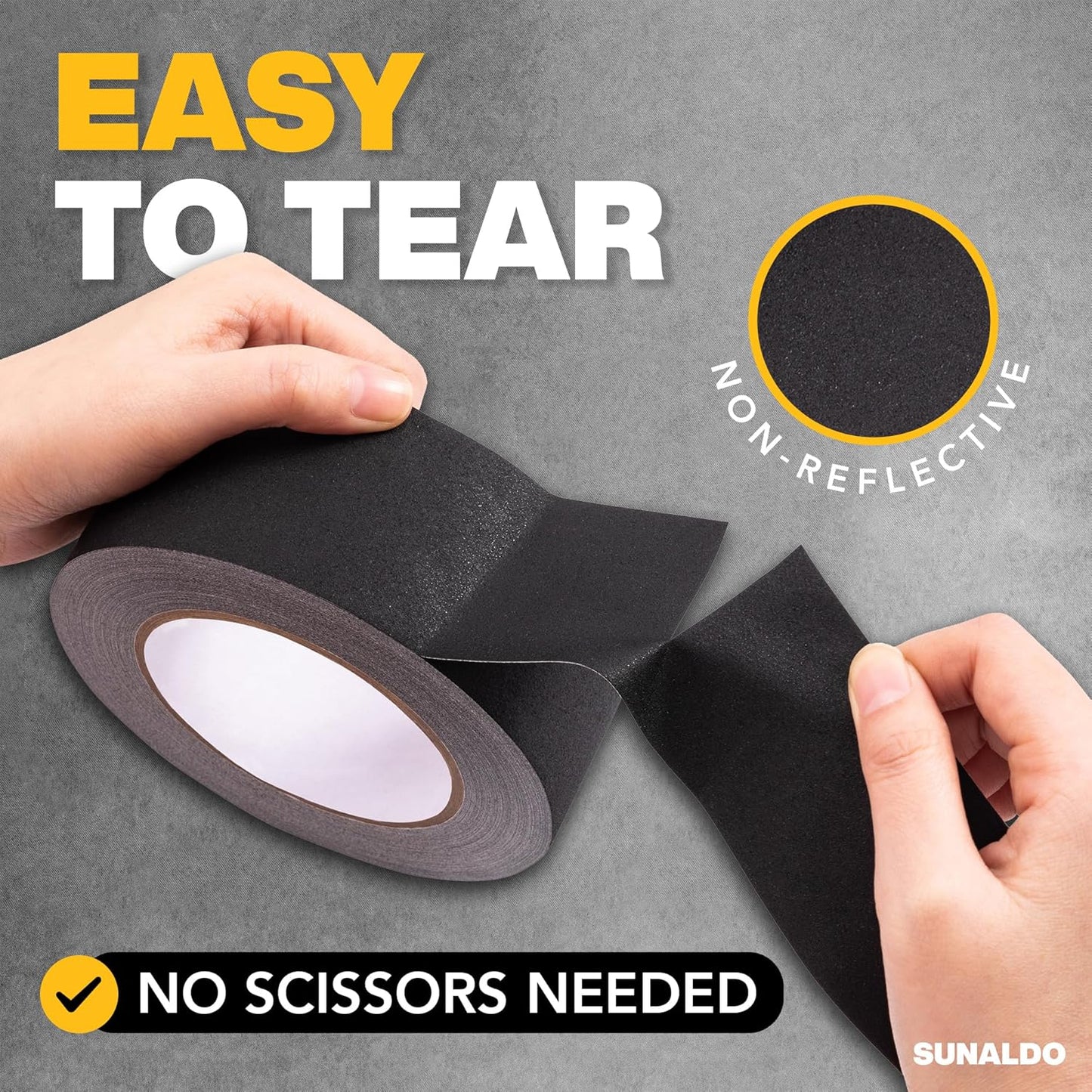 Gaffers Tape (6 Pack) Strong Hold, Easy to Rip, Residue-Free, Professional Grade Floor Tape for Electrical Cords, Matte Finish Non Reflective, Weather Resistant (Black, 2" x 30 Yards)