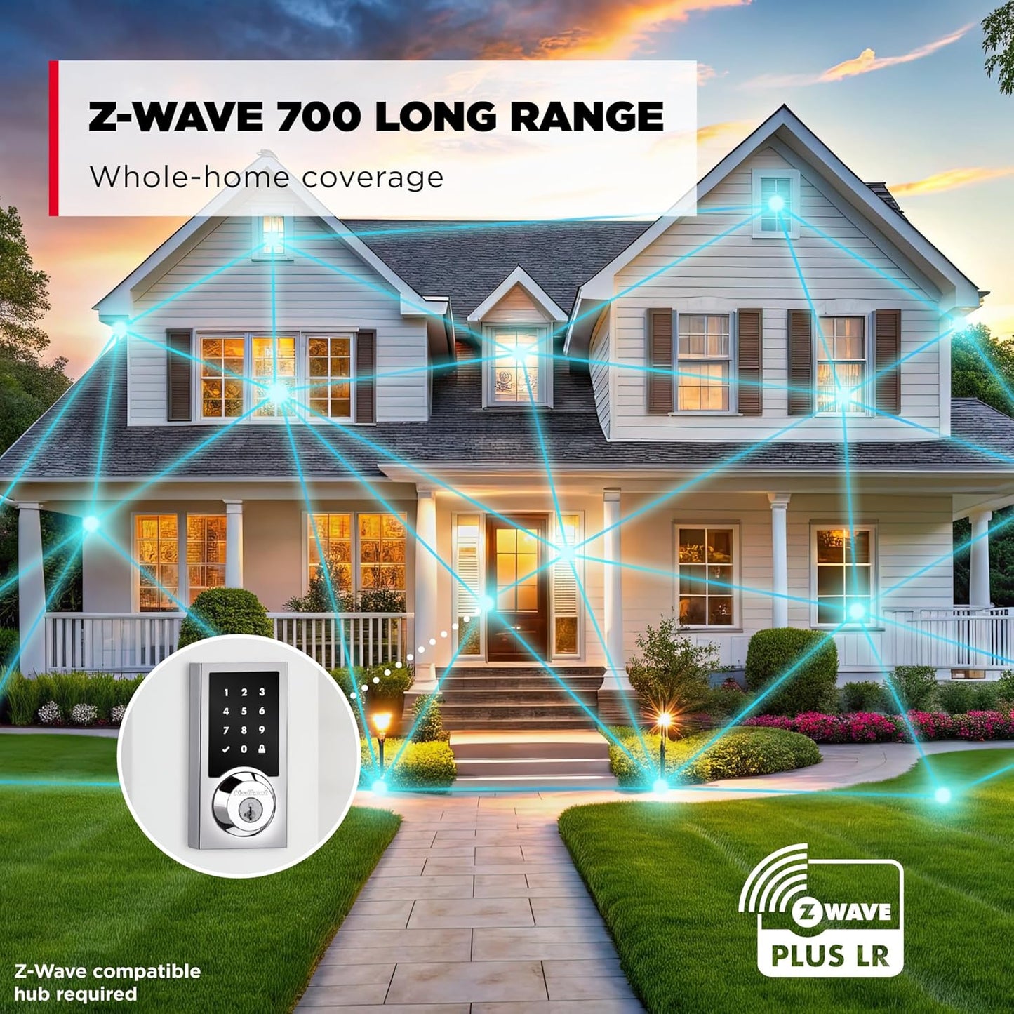 Kwikset HomeConnect 918 Contemporary Z-Wave Long Range Enabled Touchscreen Lock Works with Ring Alarm, Samsung SmartThings Hub Required, Sold Separately in Polished Chrome