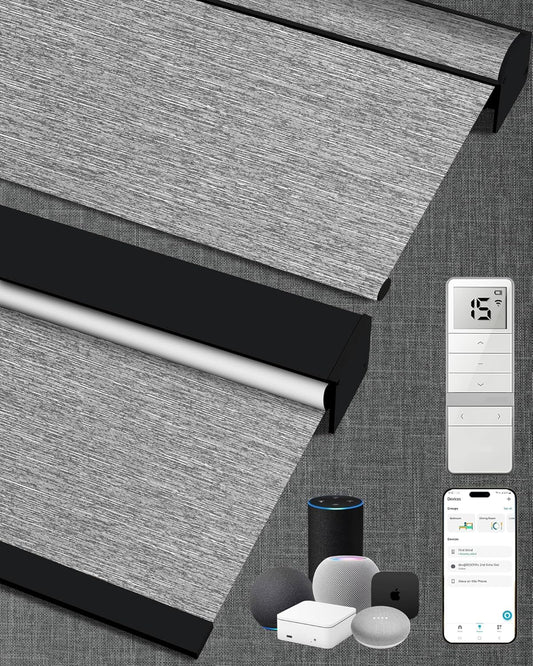 Kincmo Motorized Blinds with Remote,100% Blackout Motorized Roller Shades Work with Apple Homekit,Alexa,Google, Custom Electric Blinds with App,Voice Control (Dreamy Dark Grey)