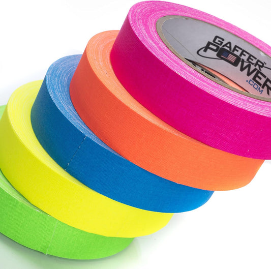 5-Pack Fluorescent Gaffer Tape | Leaves No Residue | Heavy Duty Pro Gaff Tape | Secures Cables, Holds Down Wires | Easy to Tear | Multipurpose | Weather Resistant. Made in The USA Gaff Tape