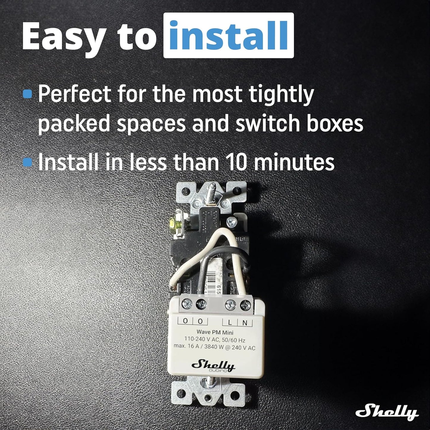 Shelly Wave PM Mini US LR, Z-Wave Long Range Smart Power Meter, 1-Channel 16 A, Compatible with Alexa, Google Home, SmartThings & Home Assistant, Bulletproof Security