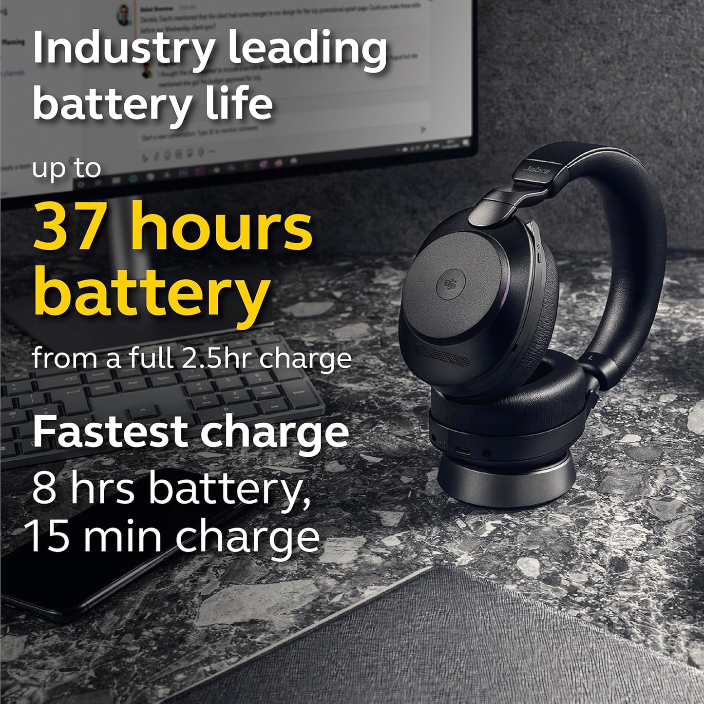Jabra EVOLVE2 85, LINK380A MS Stereo Stand Black