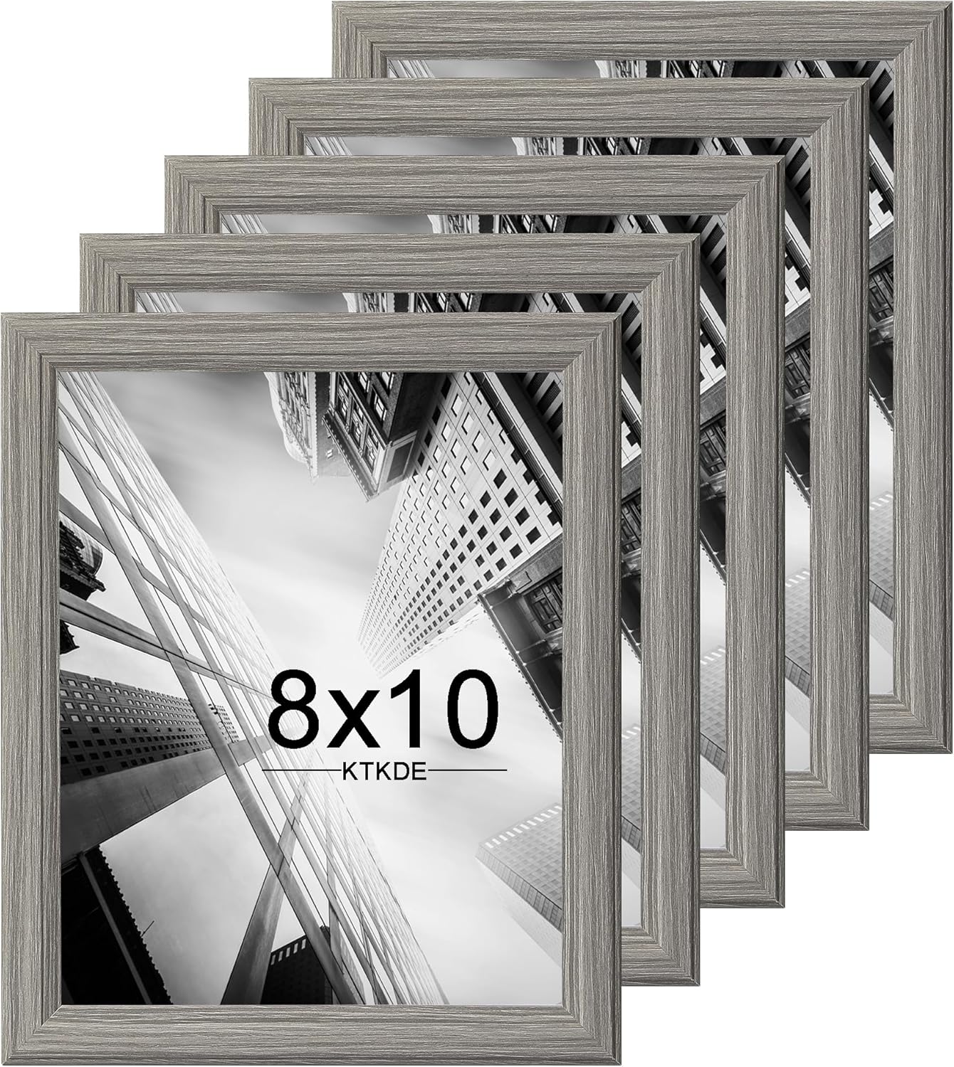 KTKDE 8x10 Picture Frame Set of 5, Wooden frames Grey, Vertical & Horizontal Wall Hanging for Wall or Tapletop Display,Studio Gallery Photo Frame for Photos, Posters & Art Prints