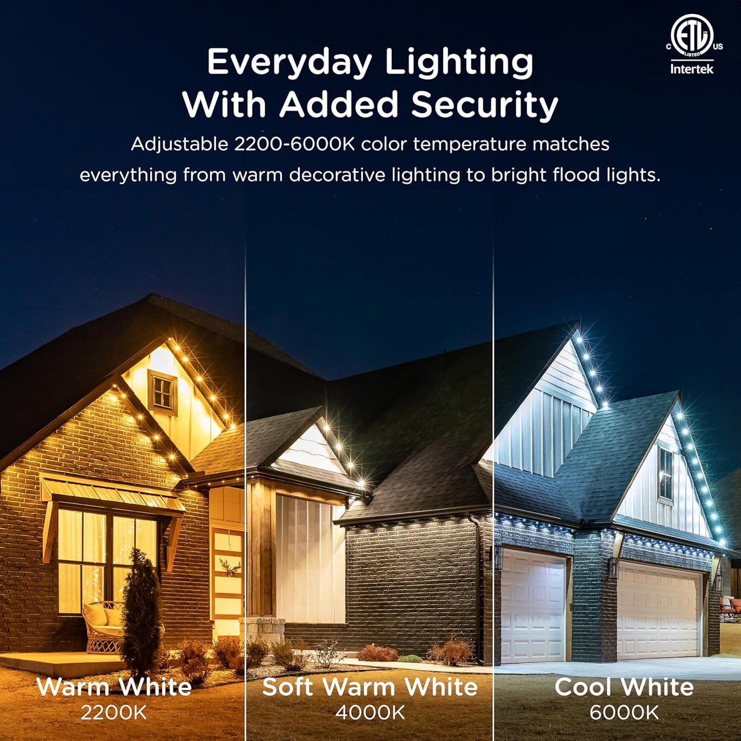 Enbrighten Vibe Eternity Permanent Outdoor Lights for House, 150ft, 108 RGBWIC LEDs, Close Spacing, 33lm, Color Changing, Christmas, Eave Lighting, Smart App, Works with Alexa, Google Home, 85102