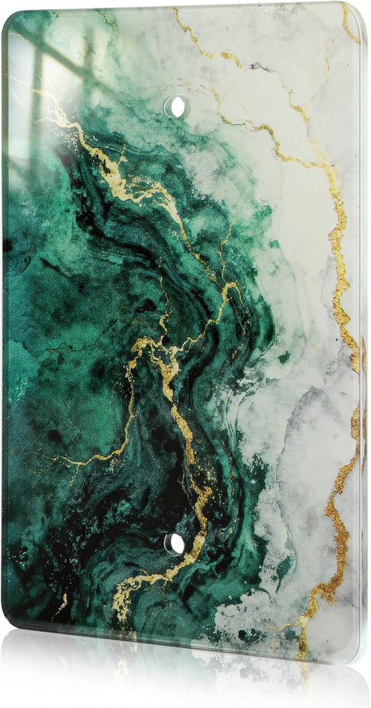 Modern Abstract Lexury Dark Turquoise Teal Blue Gray Marble Textured Acrylic Wall Plates Blank Wall Plate Light Switch Cover Plate Blank Wall Plate Decorative Acrylic Light Switch Cover
