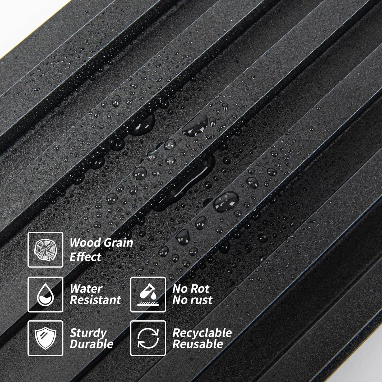 Art3dwallpanels Wood Slat Wall Paneling, 104'' x 6.7'' WPC Soundproof 3D Wall Panels for Interior Wall Decor, 8 Pack Fluted Textured Panel Wall Slats,Black