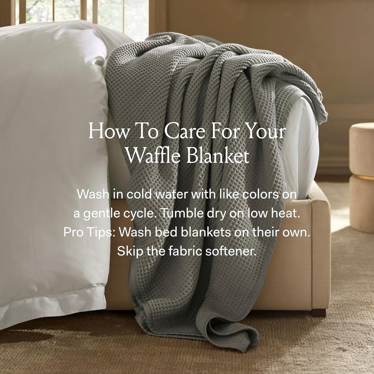 BOLL & BRANCH Waffle Bed Blanket - Twin/Twin XL, Natural - Luxury 100% Organic Cotton - Soft, Lightweight and Breathable - Textured Waffle Weave Design