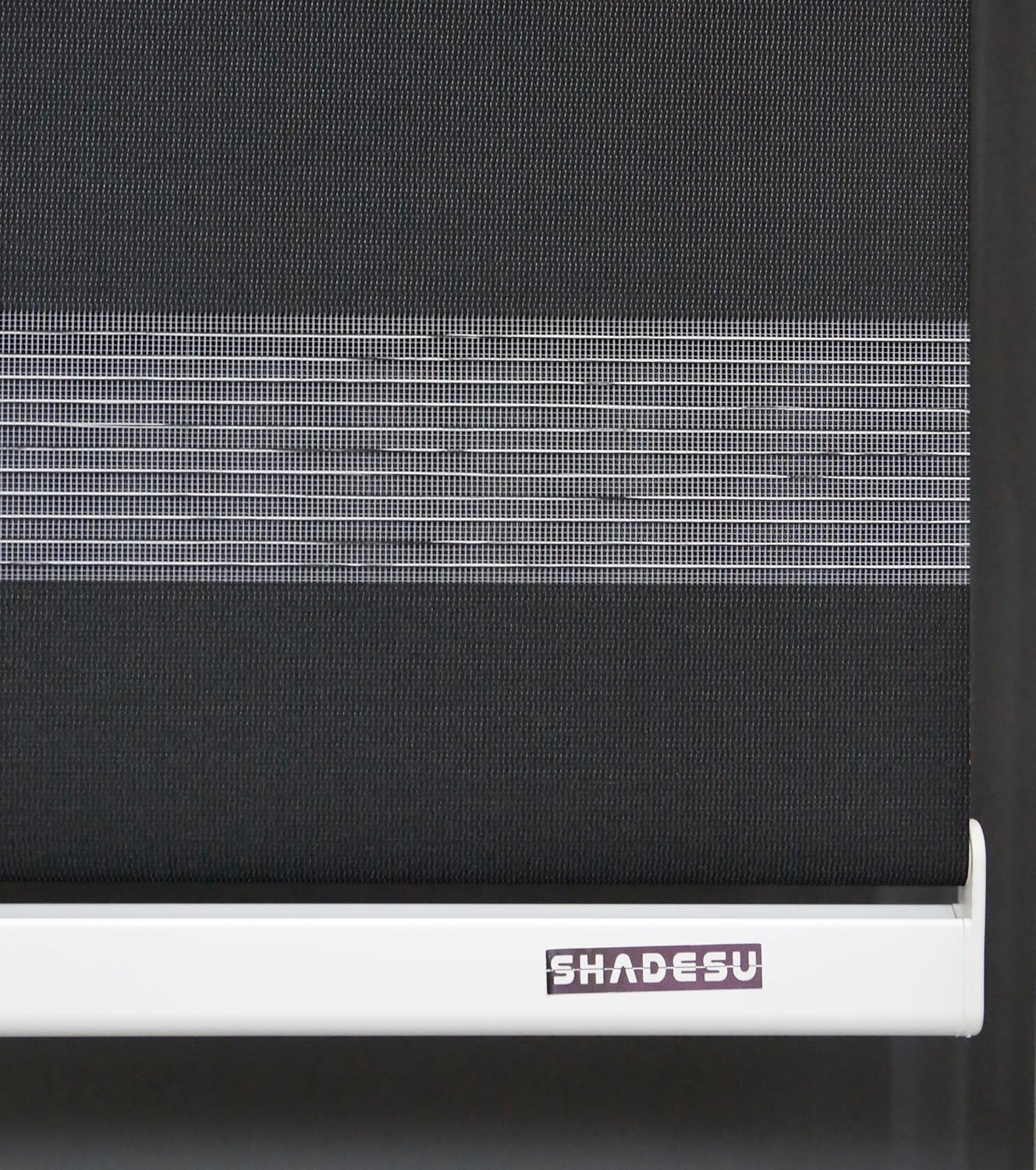 Shadesu Custom Size Zebra Blinds for Windows, 27" W x 72 H, Black, Dual Layer Free-Stop Zebra Shades, Light Control for Day and Night, Sheer Blinds for Indoor Windows, Bedroom, Kitchen