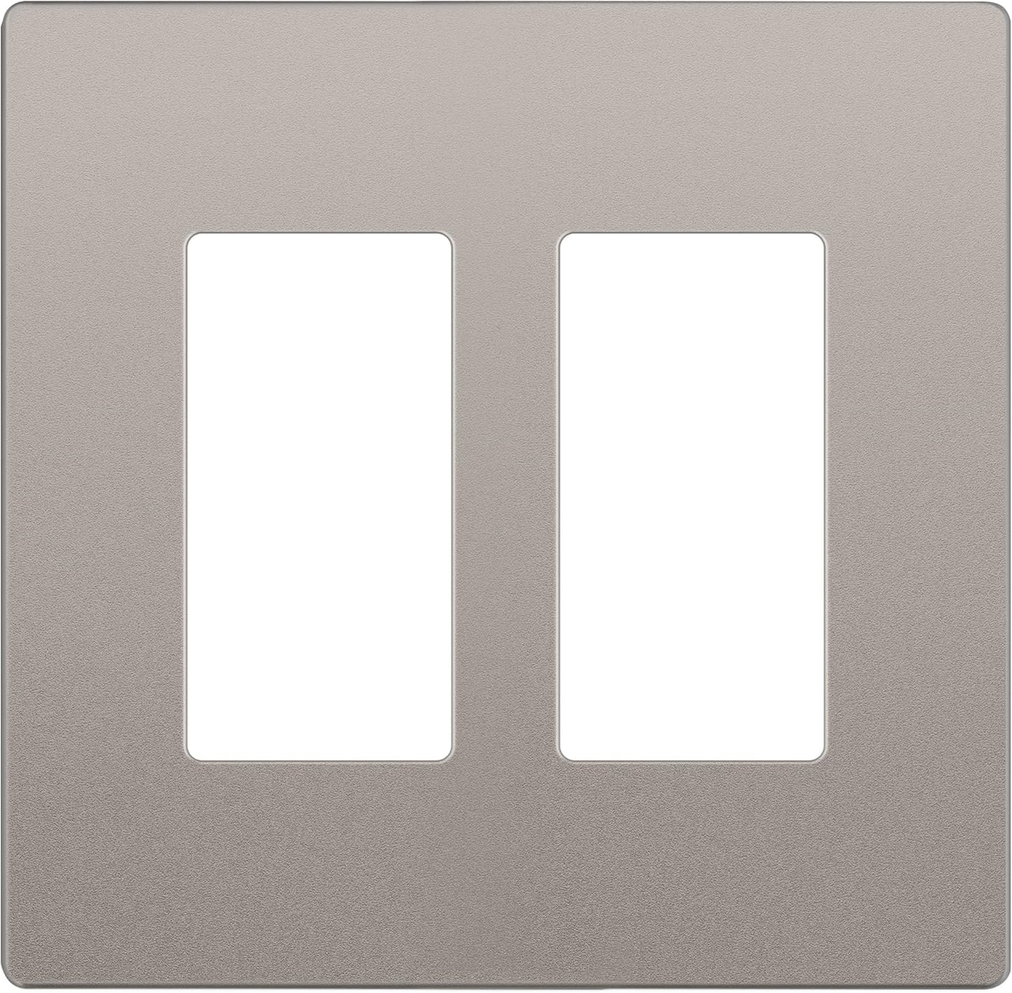 LIDER Matte Finish Decorator Switch Cover, Screwless Wall Plate, Mid-Size 2-Gang 4.88" x 4.92", Unbreakable Polycarbonate Thermoplastic, UL Listed, LSWP-32M-NK, Nickel