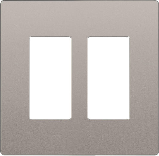 LIDER Matte Finish Decorator Switch Cover, Screwless Wall Plate, Mid-Size 2-Gang 4.88" x 4.92", Unbreakable Polycarbonate Thermoplastic, UL Listed, LSWP-32M-NK, Nickel