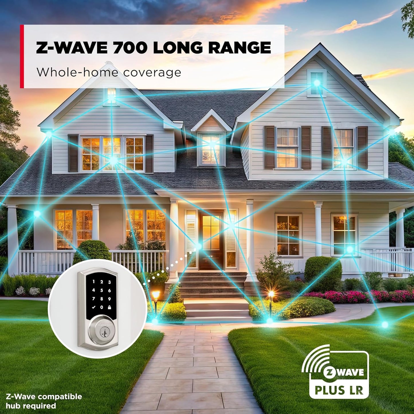 Kwikset HomeConnect 918 Traditional Z-Wave Long Range Enabled Touchscreen Lock Works with Ring Alarm, Samsung SmartThings Hub Required, Sold Seperately in Satin Nickel