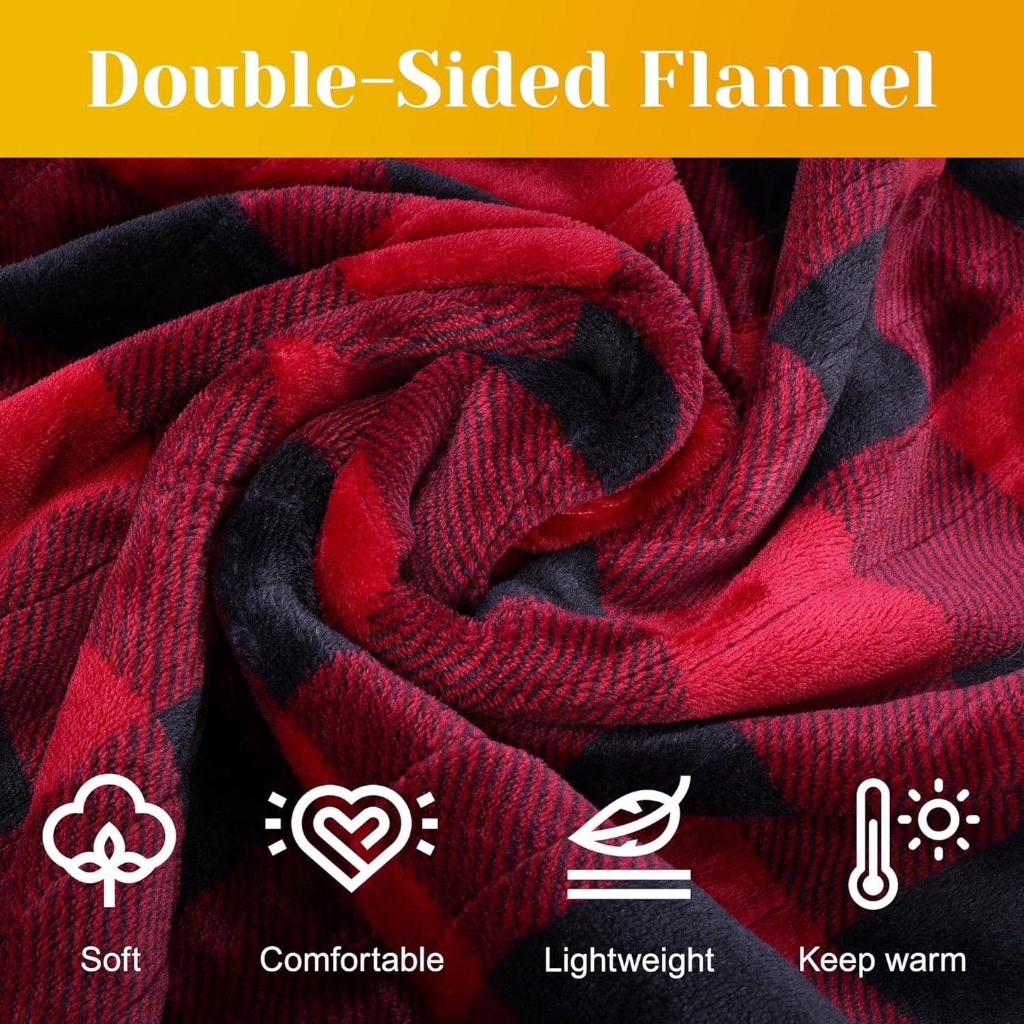SUNVIVI Heated Blanket 50" x 60", Heating Electric Throw Blanket, 10 Heat Settings, 12 Hours Auto Off, Machine Washable, ETL Certified, Overheating Protection, Black & Red