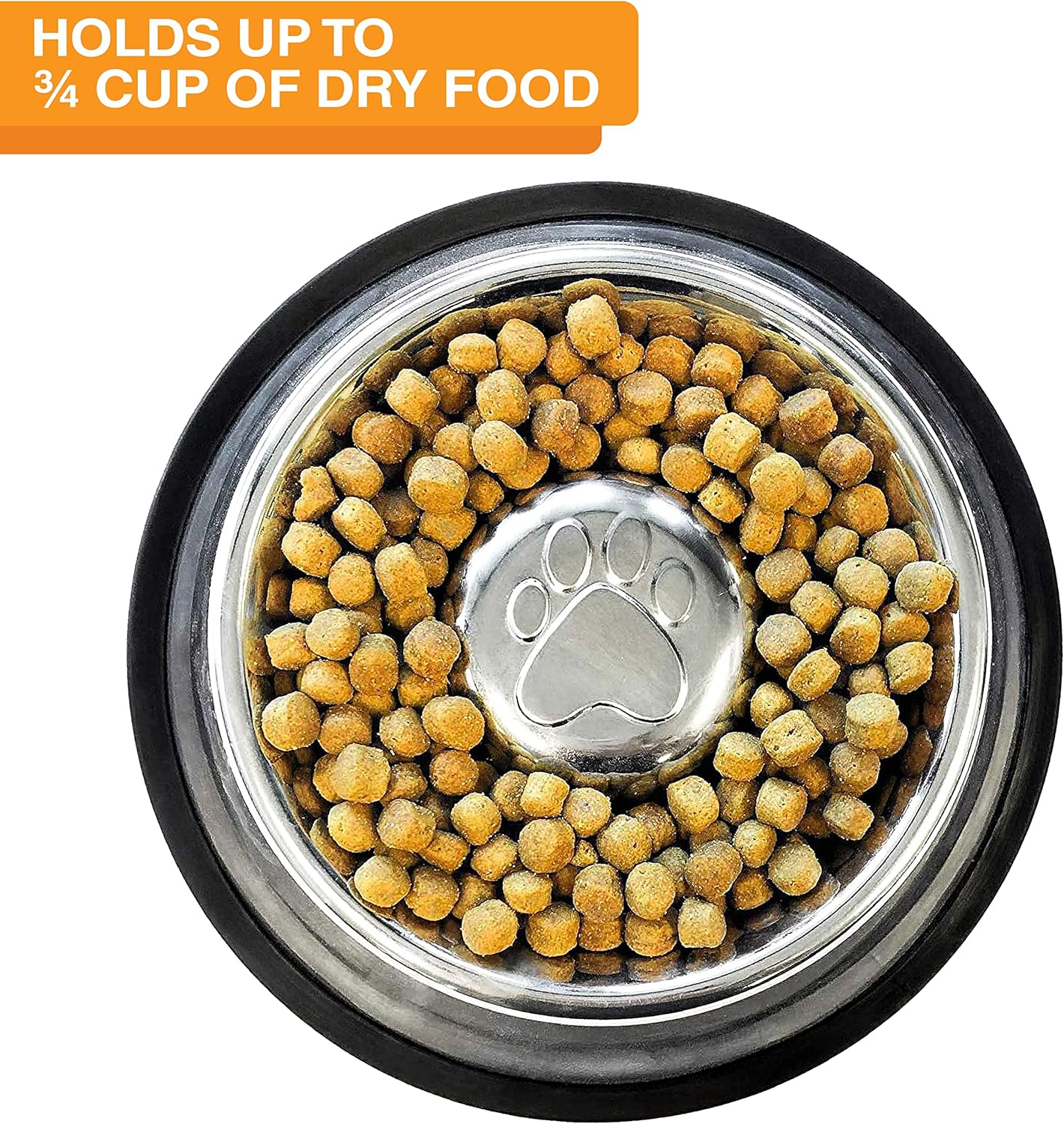 Neater Pet Brands Stainless Steel Slow Feed Bowl - Non-Tip & Non-Skid - Stops Dog Food Gulping, Bloat, Indigestion, and Rapid Eating (.75 Cup)