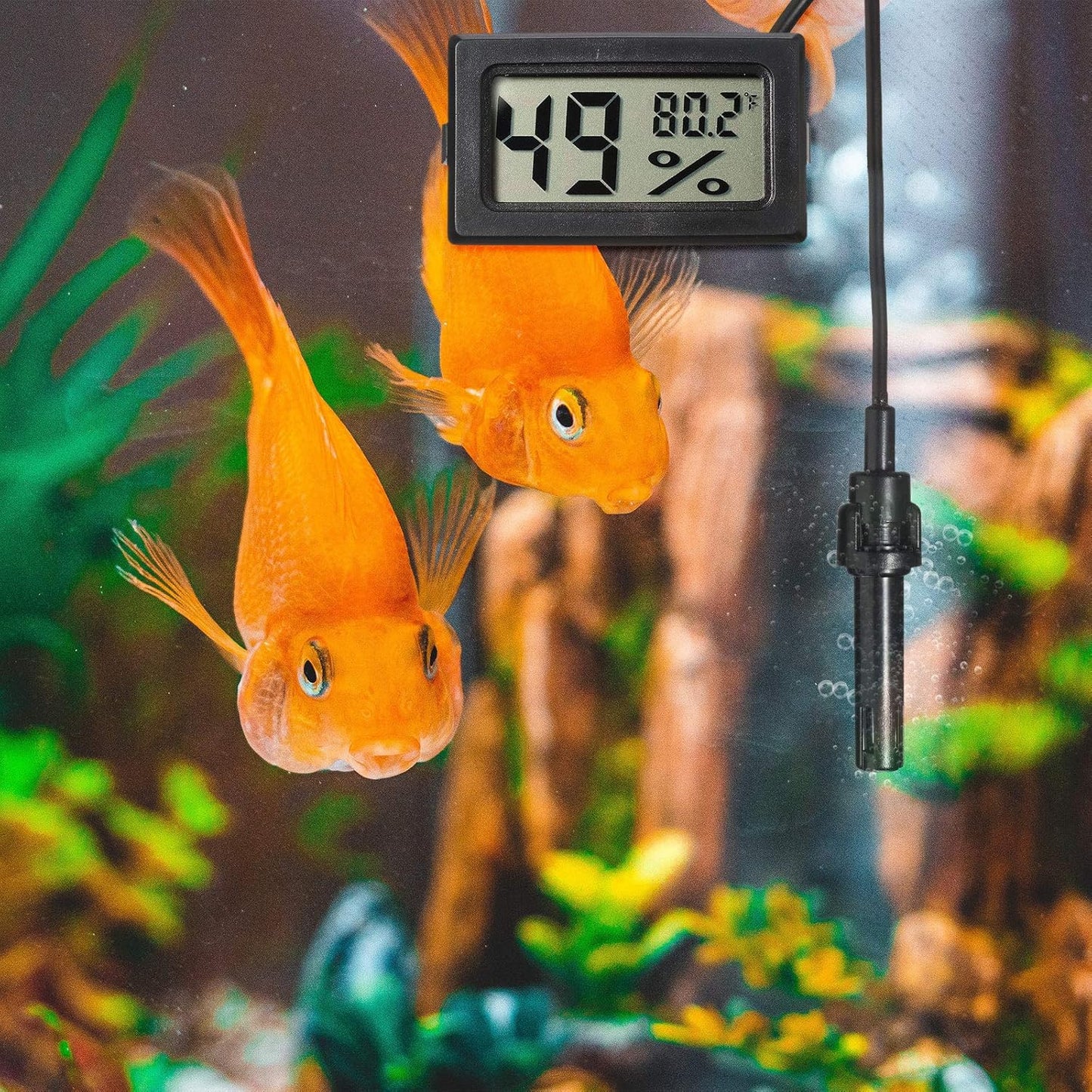 Weewooday Mini Digital Temperature Humidity Meters Gauge with Probe Gauge LCD Fahrenheit Display Thermometer Hygrometer for Incubator Reptile Plant Greenhouse Chicken Coop Garden(Black, 12 Pieces)