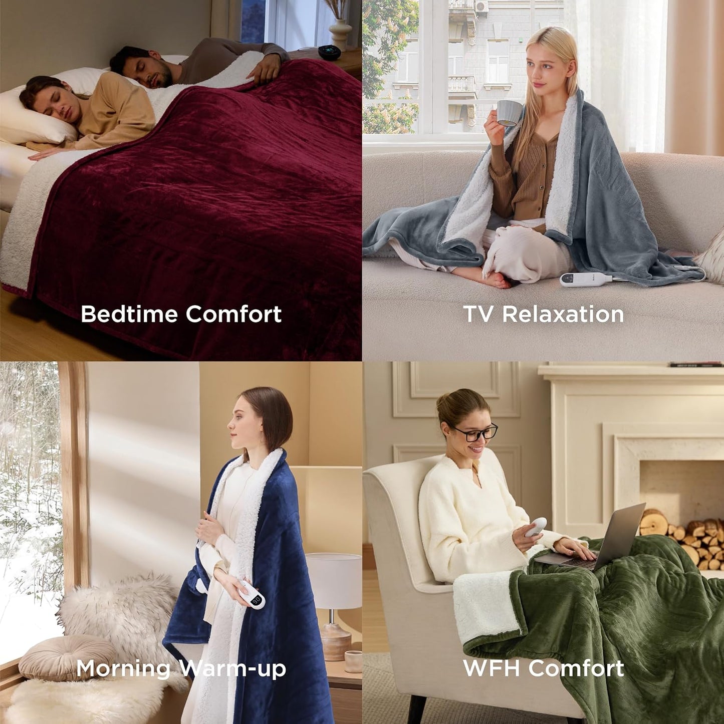 Bedsure Electric Blanket Twin - Soft Flannel Heated Blanket, Fast Heating with 10 Time Settings & 6 Heat Settings, Warm Gift for Grandma (62x84 inches, Black)