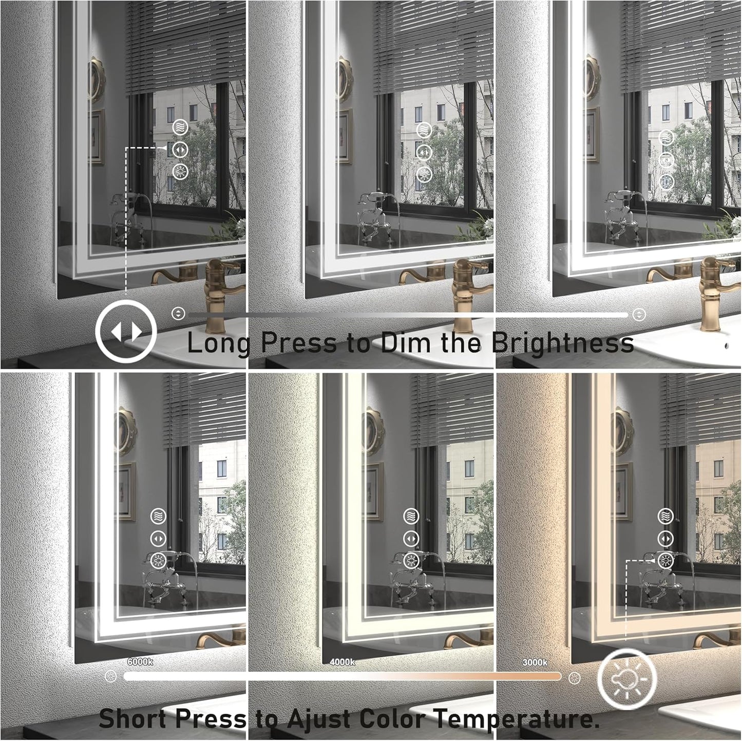 20x28 LED Bathroom Mirror, Vanity Mirror with Lights, Backlit and Front lit Mirror for Wall, Dimmable, Anti-Fog, Shatterpoof, Memory (Horizontal/Vertical)