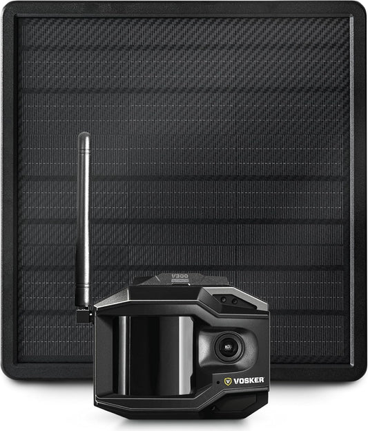 Vosker V300 Ultimate 4G-LTE Autonomous Outdoor Security Camera with External Solar Panel | High-Capacity 15,000 mAh External Solar Power Bank | SIM Cards Included | No WiFi Needed | Live Streaming