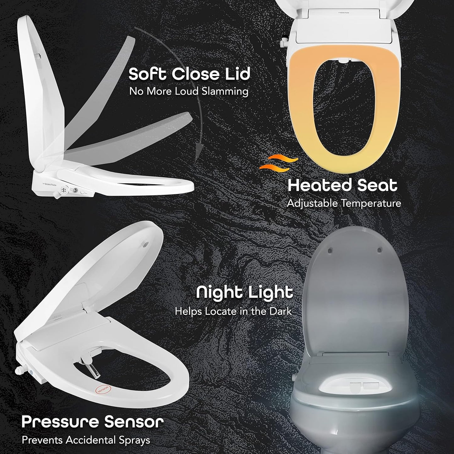 BidetMate 3000 Series Electric Toilet Seat Bidet with Unlimited Heated Water, Remote, and Adjustable Warm Air Dryer - Adjustable and Self-Cleaning - Fits Elongated Toilets