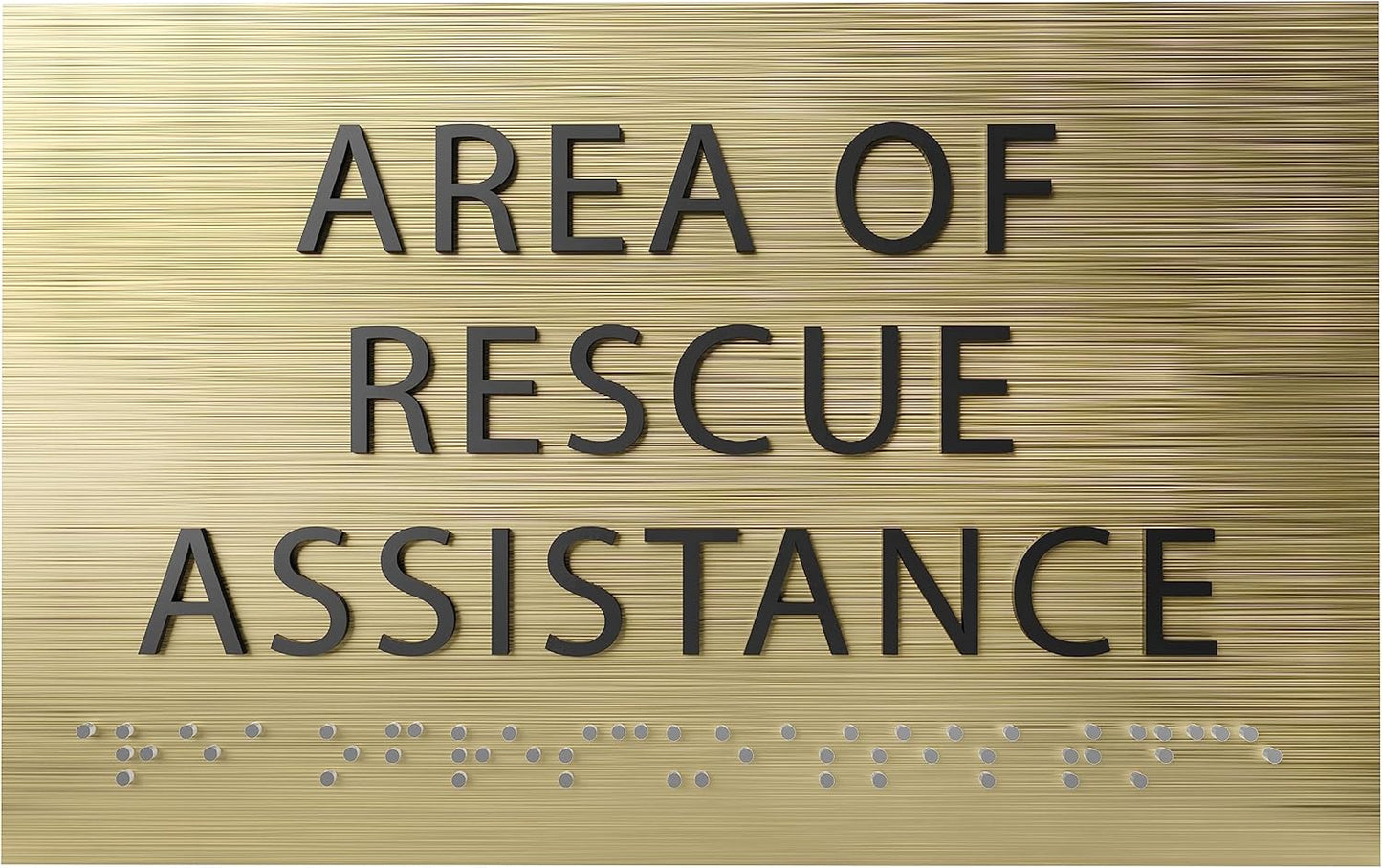 Area of Rescue Assistance Sign - ADA compliant sign. 6"x4" sign made from durable plastic with raised lettering and Braille. Designed to meet ADA (Americans with Disabilities Act) regulations.
