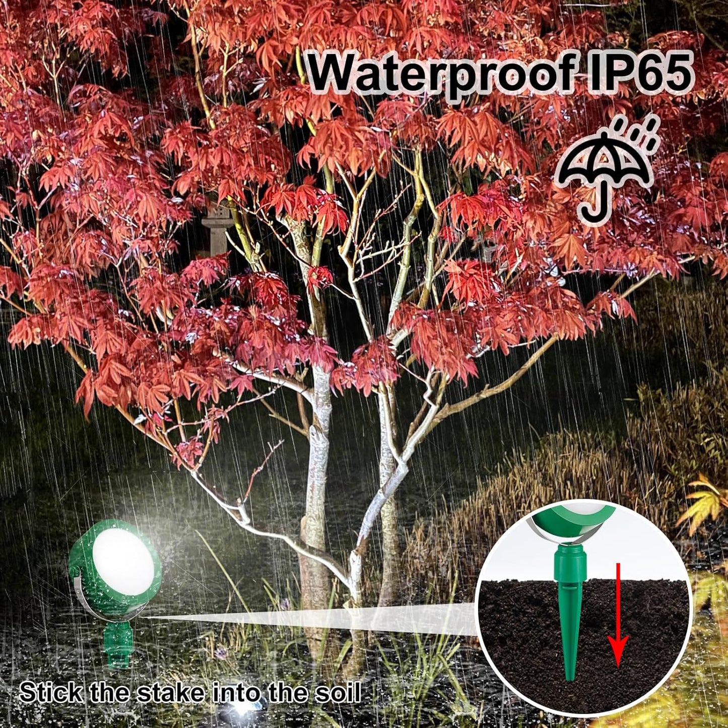 Cordless Landscape Light Rechargeable, Color Changing Garden Lighting, Waterproof Spotlight Outdoor with Remote, Used for Garden Bonsai Path Holiday Atmosphere Light Decoration