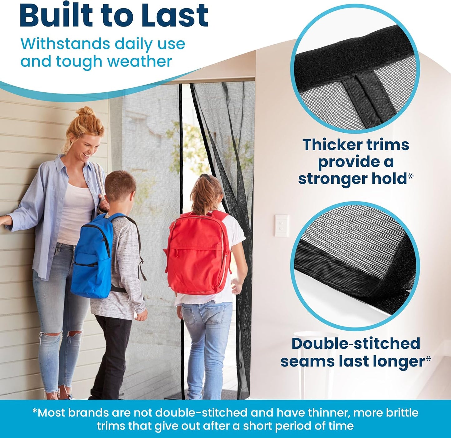 Flux Phenom Magnetic Screen Door (2 Pack) - Bugs Out, Breeze in - 9min Install Auto-Sealing Heavy Duty Double Stitched Mesh, Hands Free Sliding & Patio Doors Net, Pet & Kid Friendly, 38 x 82 Inch